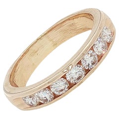 Anneau de mariage en or jaune 14 carats avec diamants ronds et brillants en serti clos