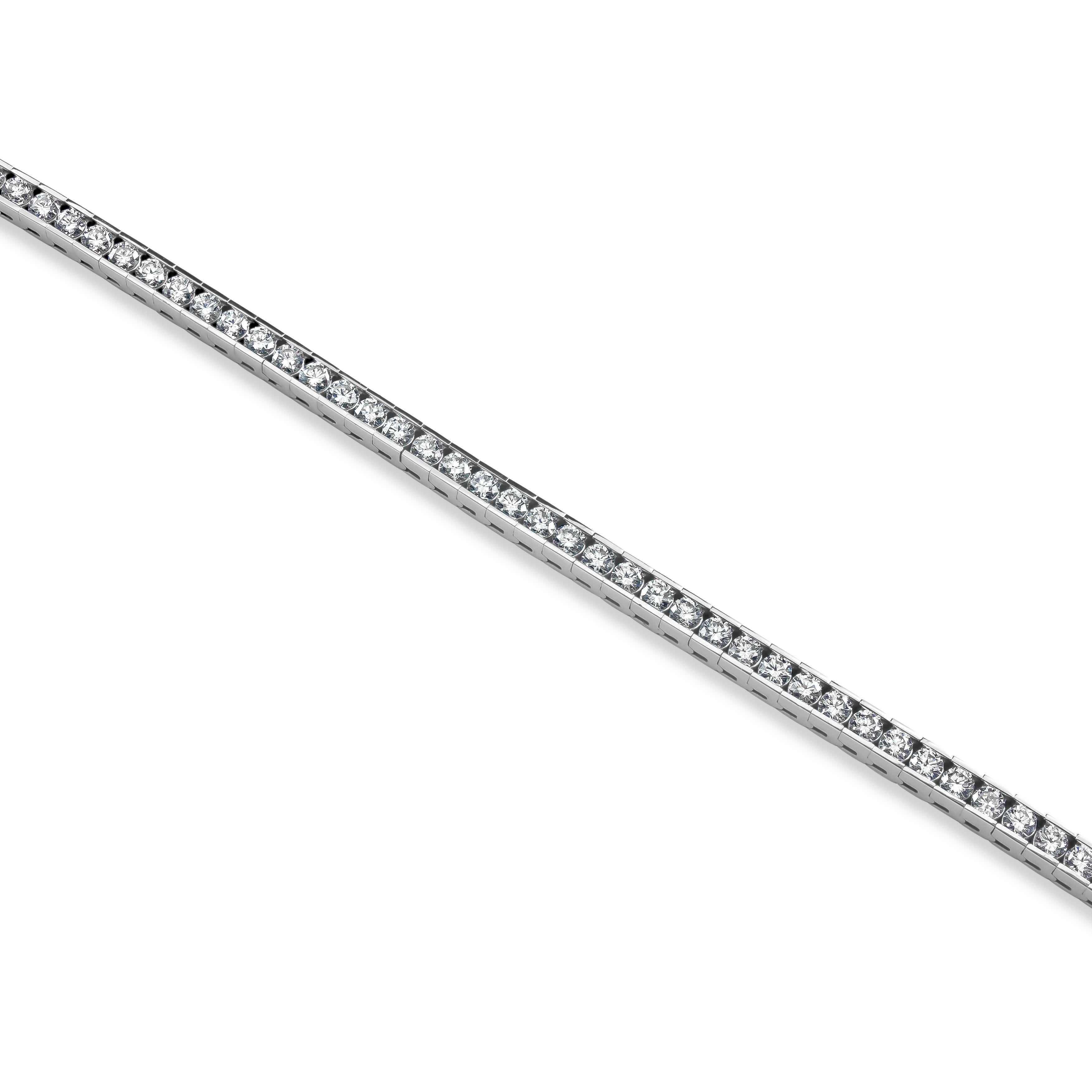 Roman Malakov Rundes Brillant-Diamant-Tennisarmband mit Kanalfassung (Moderne) im Angebot