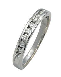 Channel Set Round Cut Diamond Eternity Band Ring in Polished 14 Karat White Gold