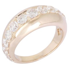 Channel Set Round Diamond 14K (or 18k upon request) Yellow Gold Dome Ring