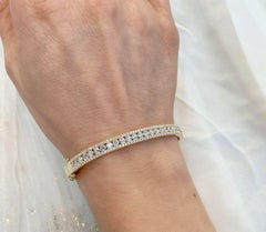 Channel Set Round Diamond 1.66 Total Carat Weight Yellow Gold Bangle Bracelet