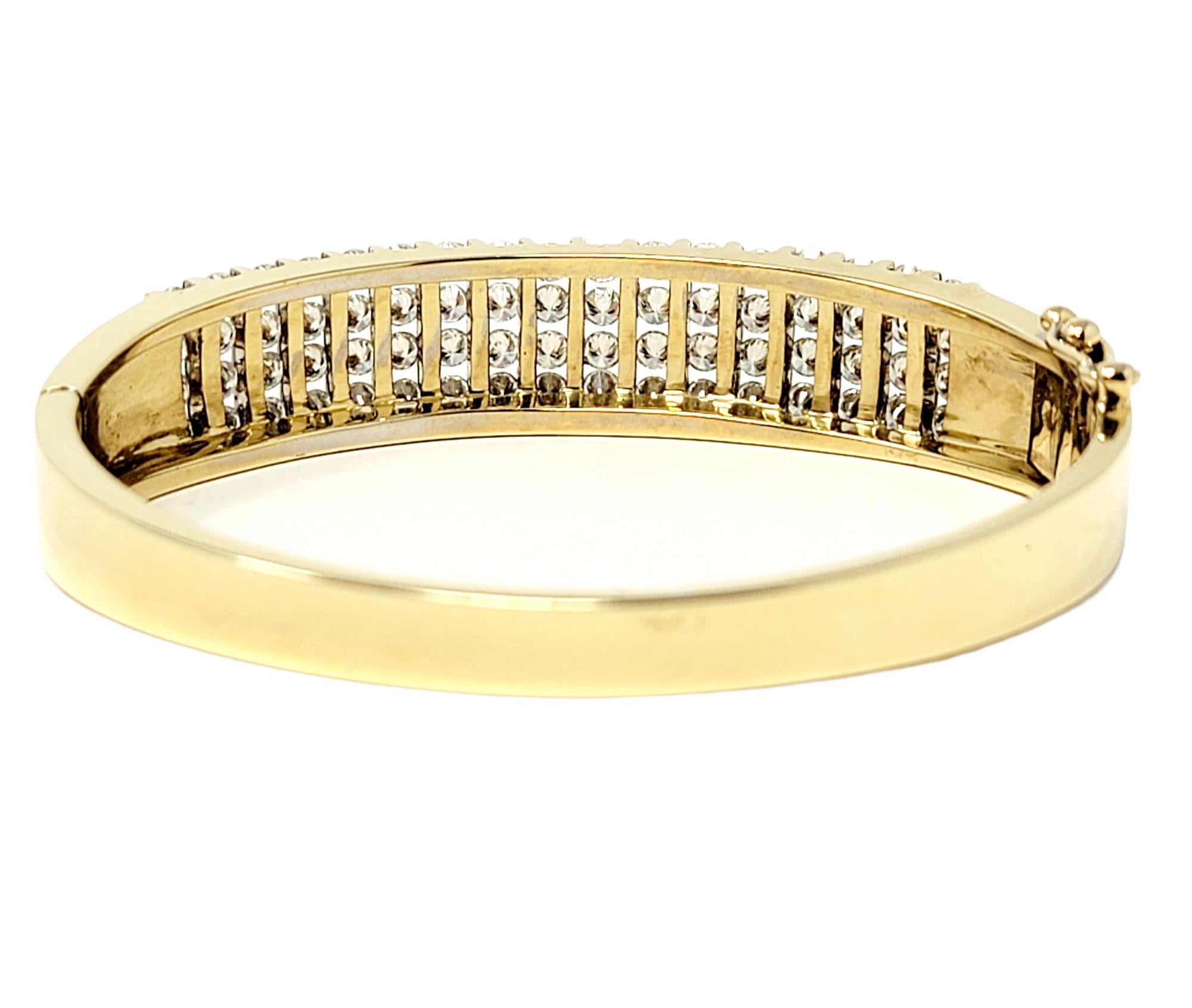 Channel Set Round Diamond Bangle Bracelet 5.50 Carats Total 14 Karat Yellow Gold In Good Condition For Sale In Scottsdale, AZ