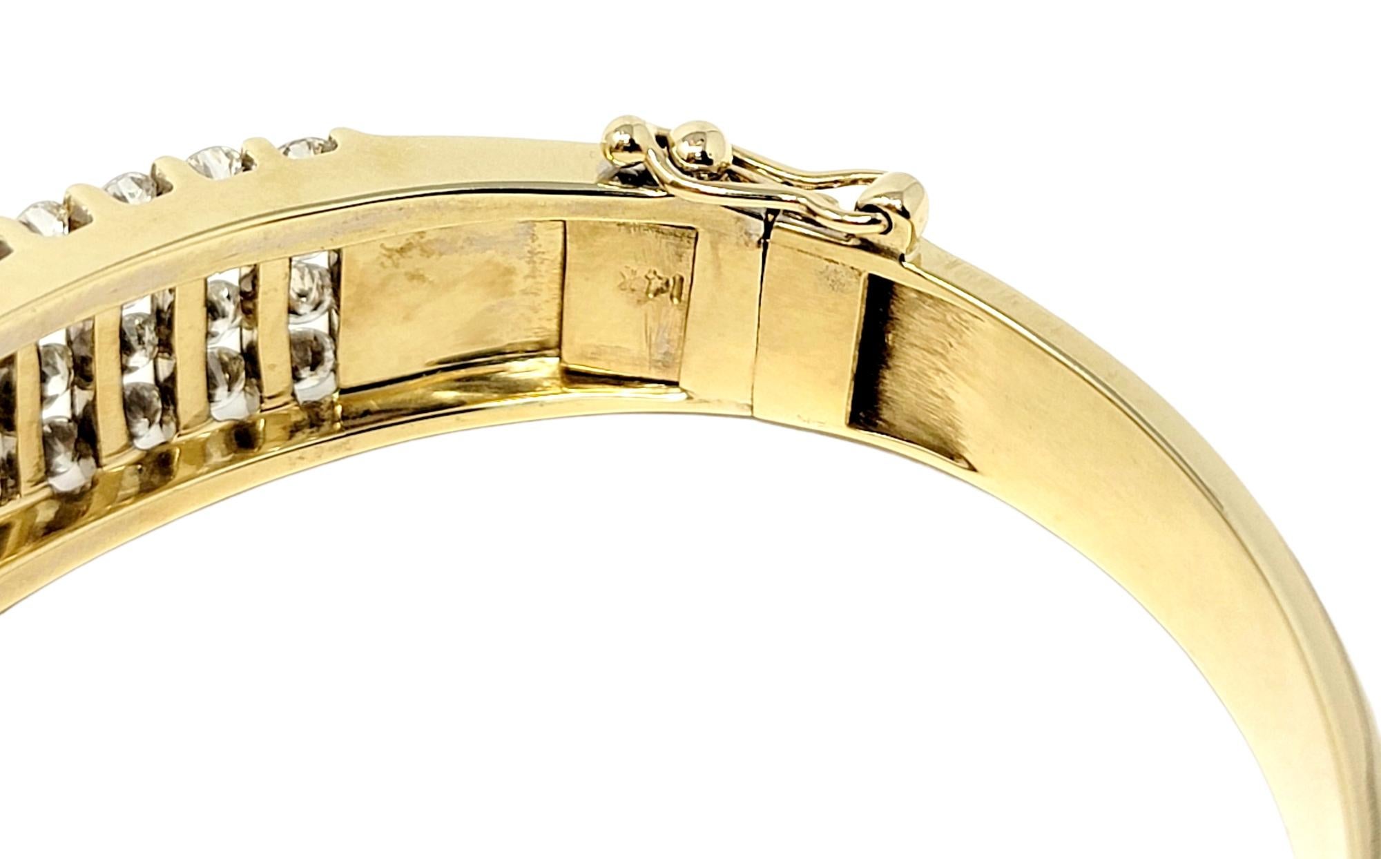 Channel Set Round Diamond Bangle Bracelet 5.50 Carats Total 14 Karat Yellow Gold For Sale 1
