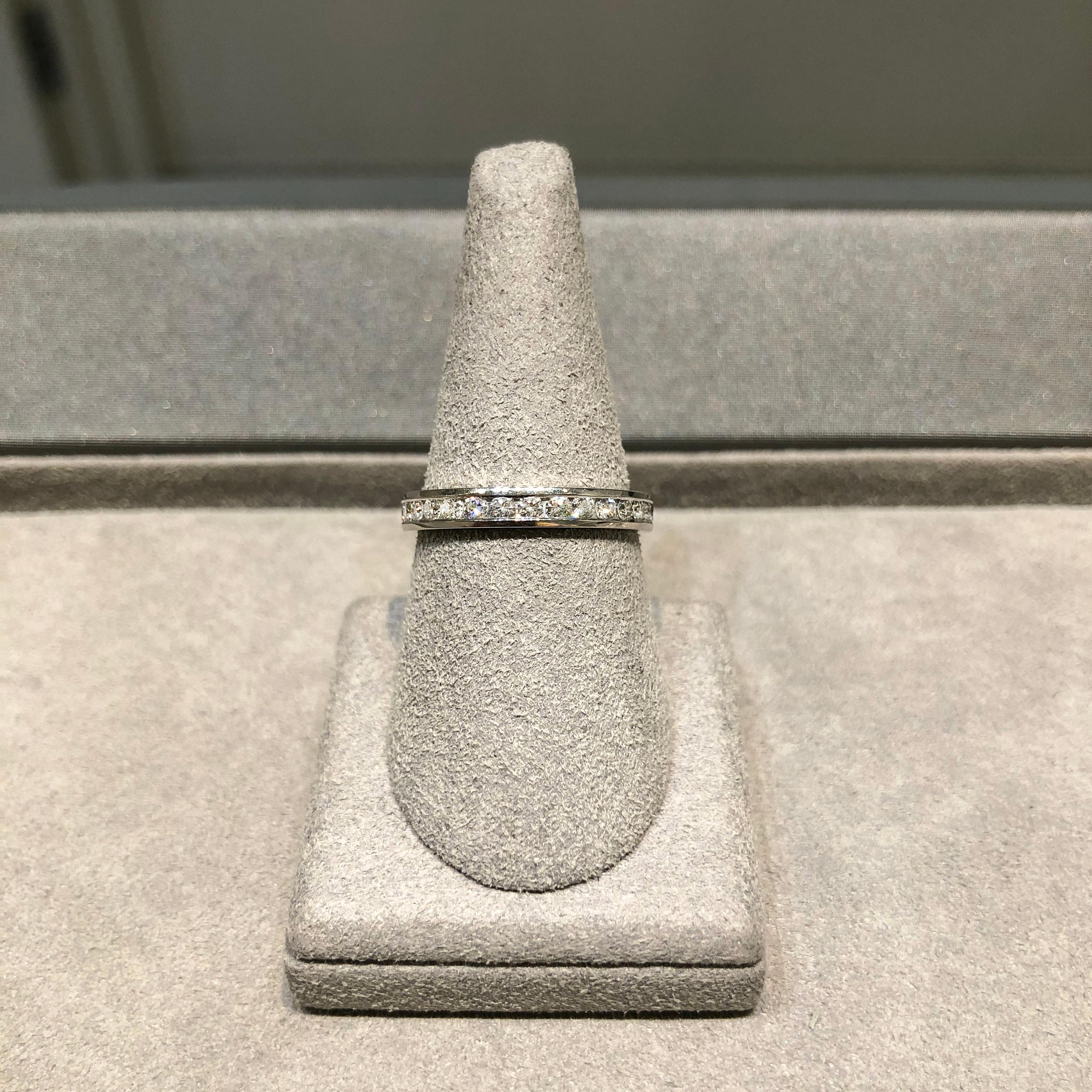 channel set round diamond wedding band