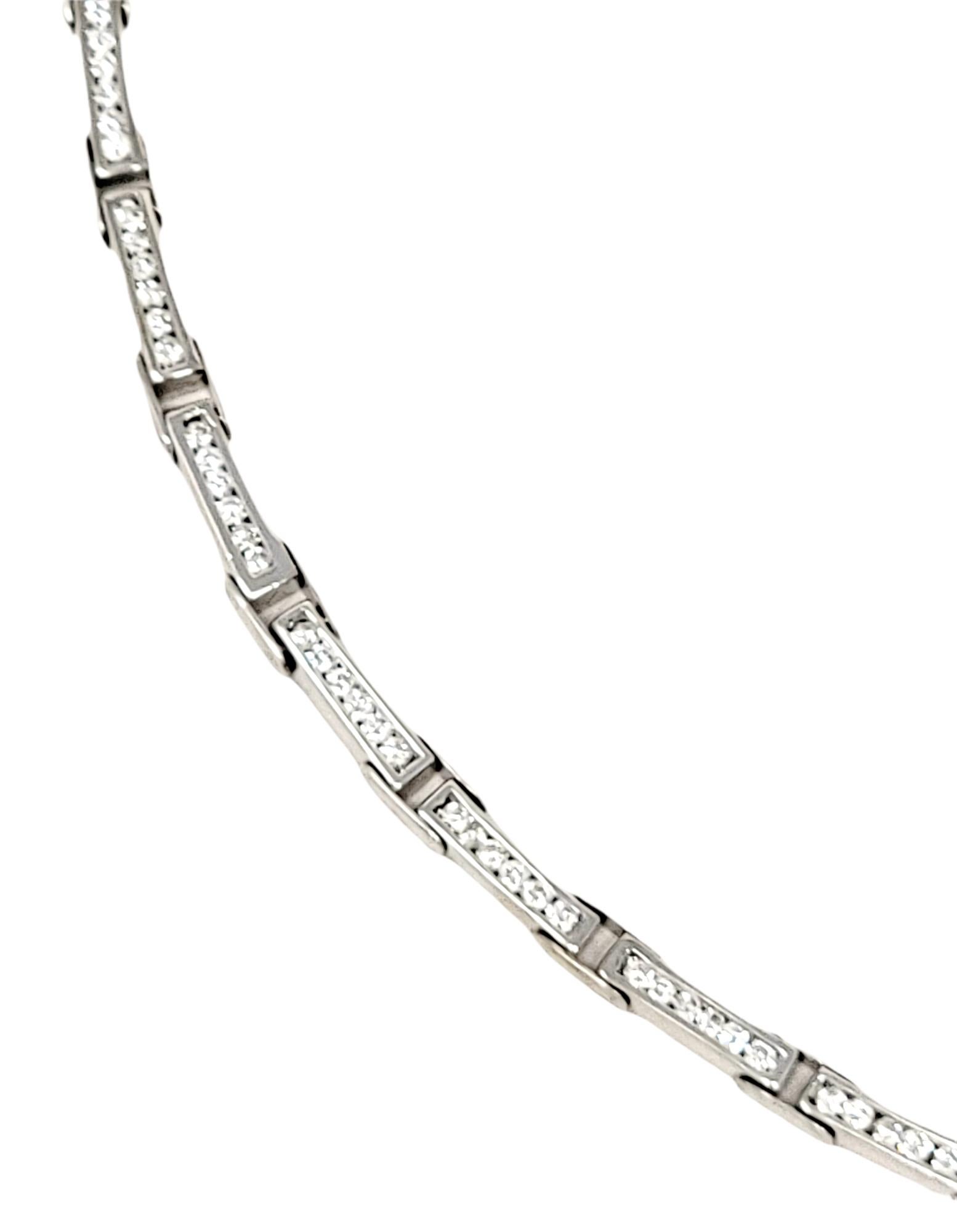 Round Cut Channel Set Round Diamond Link Choker Necklace 14 Karat Gold Contemporary For Sale