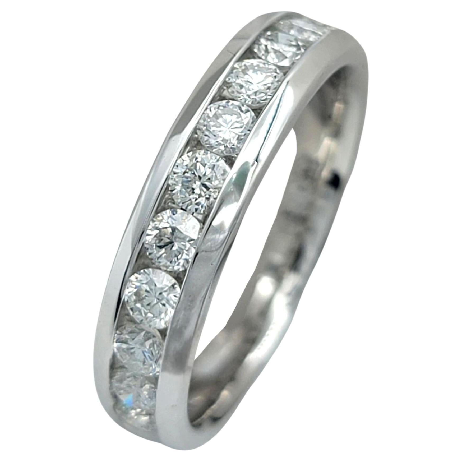 Channel Set Round Diamond Semi-Eternity Band Ring in 14 Karat White Gold
