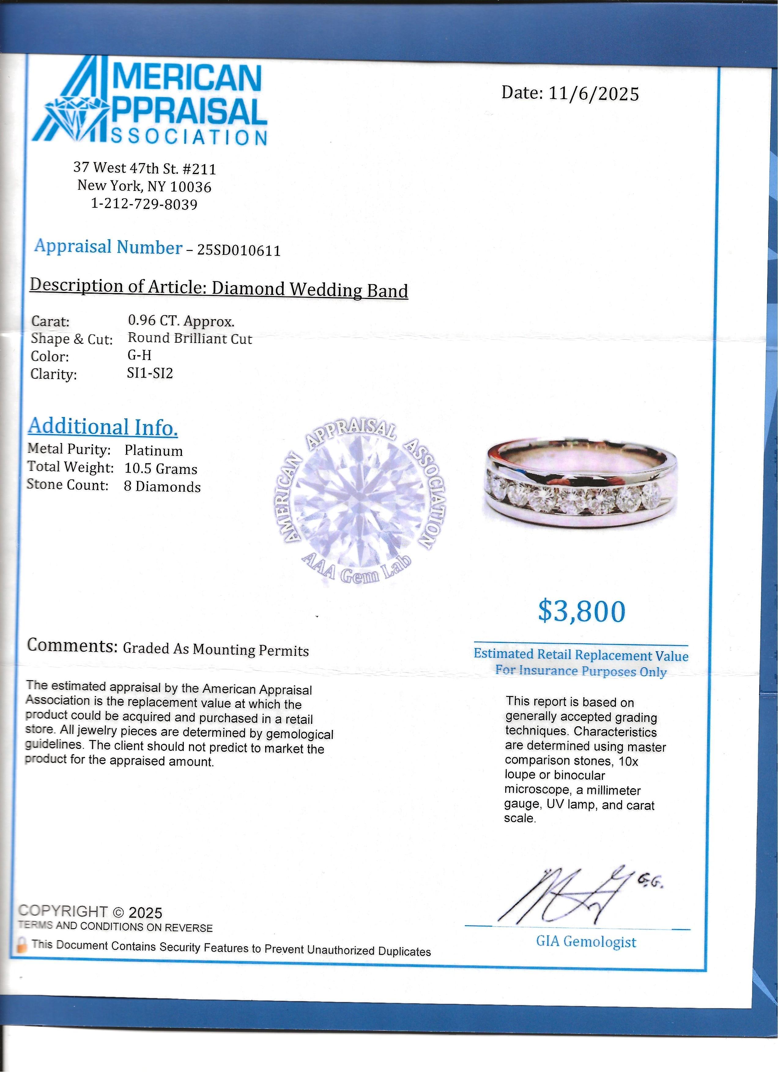 Channel Set Round Diamond Semi Eternity Band Ring in Platinum in vendita 7