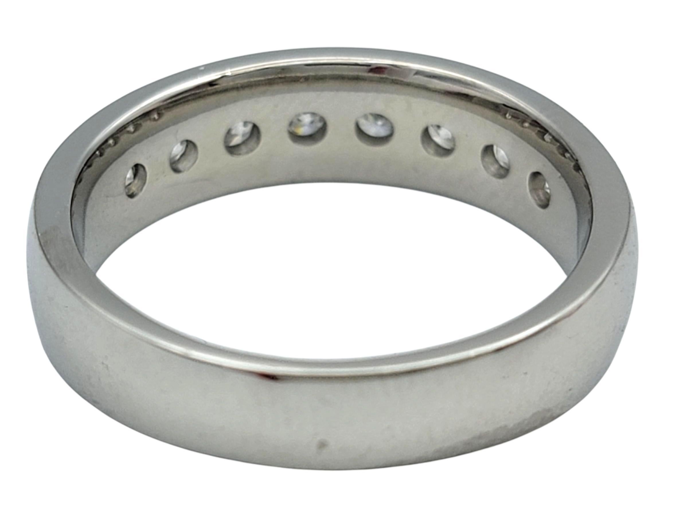 Channel Set Round Diamond Semi Eternity Band Ring in Platinum in vendita 1