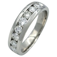 Channel Set Round Diamond Semi Eternity Band Ring in Platinum