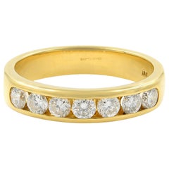 Channel Set Round Diamond Wedding Ring Band 18K Yellow Gold 0.50Cttw