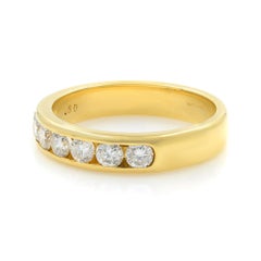Channel Set Round Diamond Wedding Ring Band 18K Yellow Gold 0.50Cttw