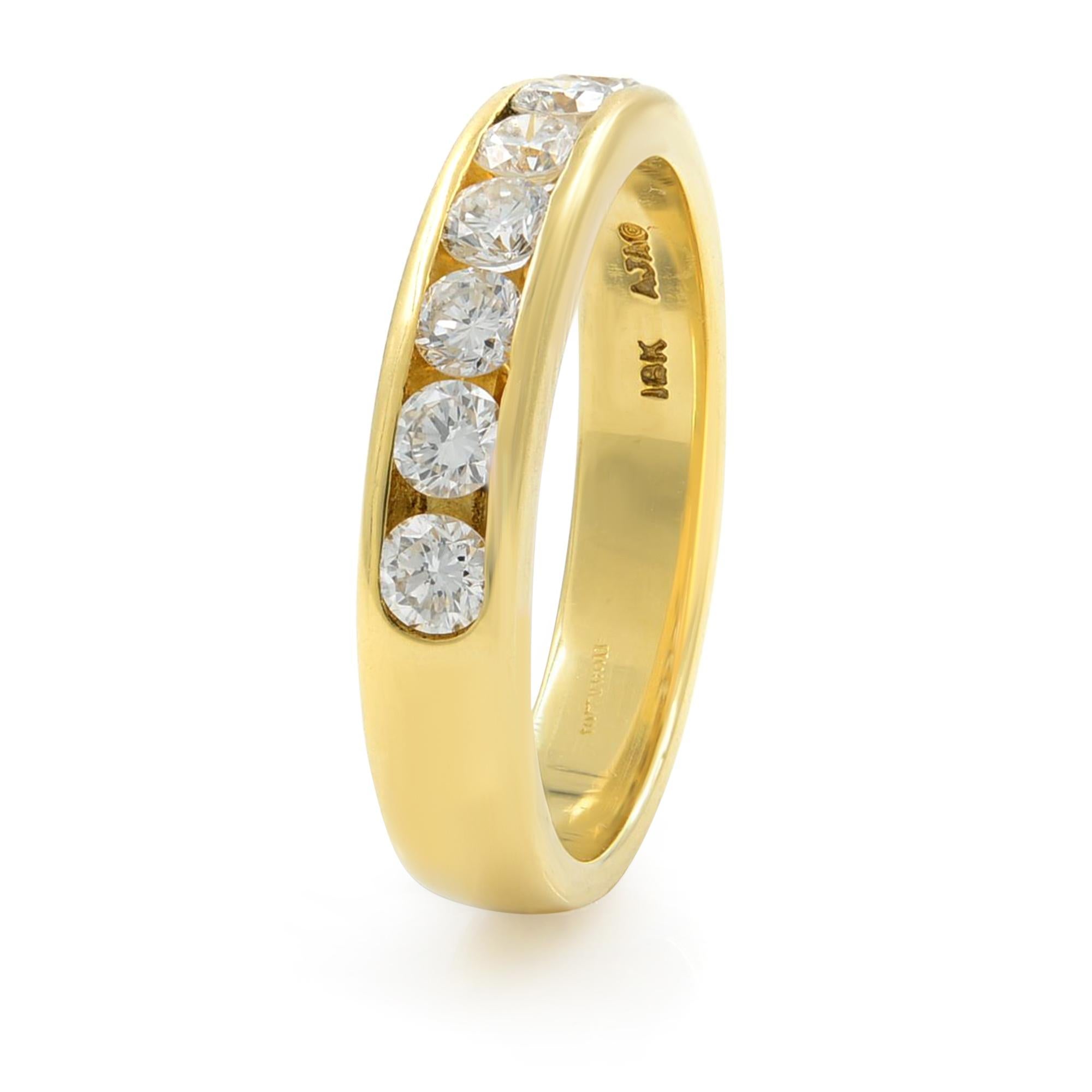 Modern Channel Set Round Diamond Wedding Ring Band 18K Yellow Gold 0.50Cttw For Sale