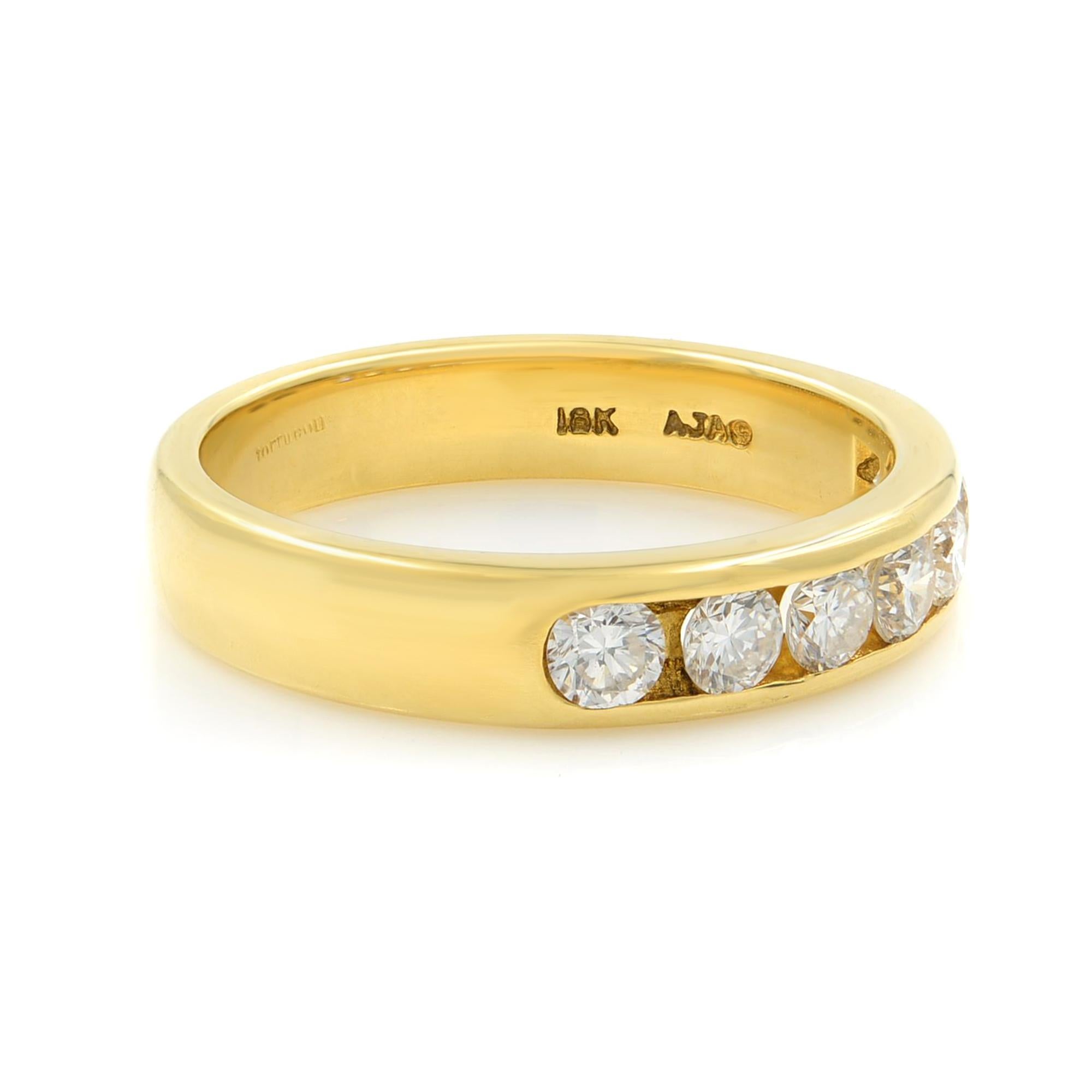 Channel Set Round Diamond Wedding Ring Band 18K Yellow Gold 0.50Cttw In New Condition For Sale In New York, NY