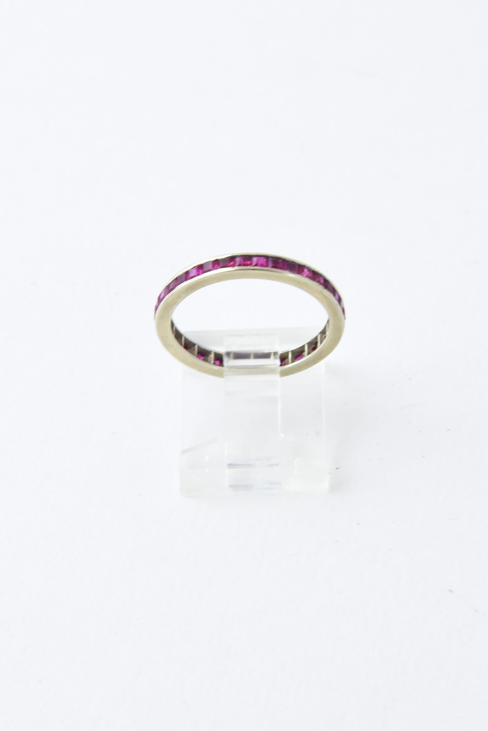 channel set ruby and diamond ring