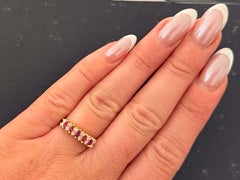 Channel Set Ruby and Marquise Diamond Band Ring 18k Yellow Gold