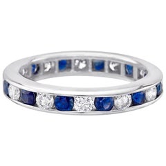 Channel-Set Sapphire and Diamond Eternity Band