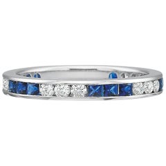 Channel-Set Sapphire and Diamond Eternity Band