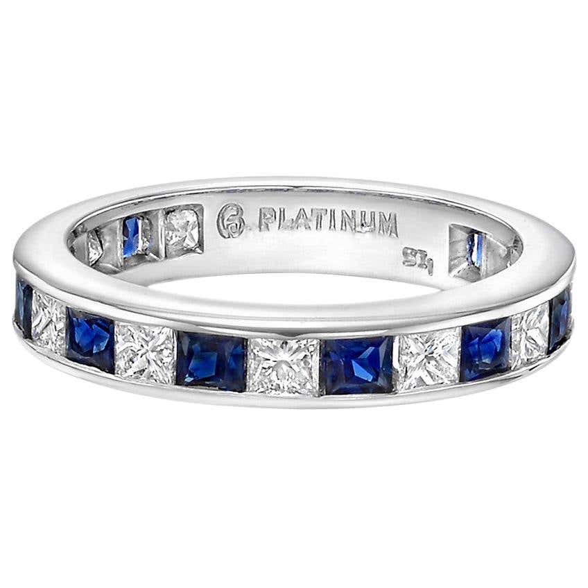 Channel-Set Sapphire and Diamond Eternity Band at 1stDibs