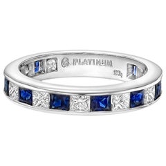 Channel-Set Sapphire and Diamond Eternity Band