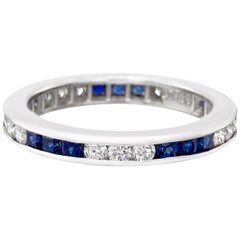 Channel-Set Sapphire and Diamond Eternity Band