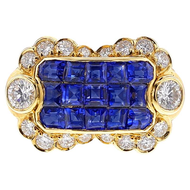 Anillo de Zafiro y Diamantes, 18k