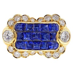 Channel-Set Sapphire and Diamond Ring, 18k