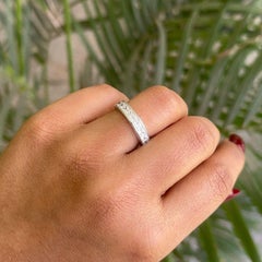 Channel Set Square Cubic Zirconia Half Eternity Band Ring for Her in Silver