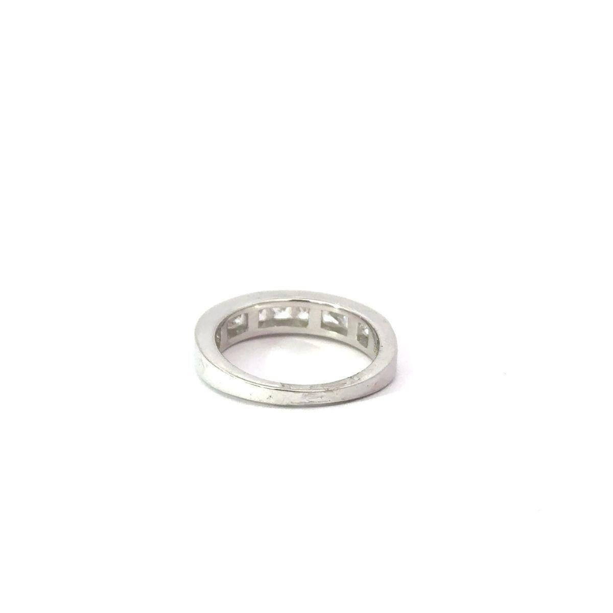 For Sale:  Channel Set Square Cubic Zirconia Half Eternity Band Ring for Her in Silver 7