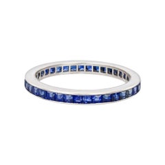 Channel-Set Square-Cut Sapphire Eternity Band