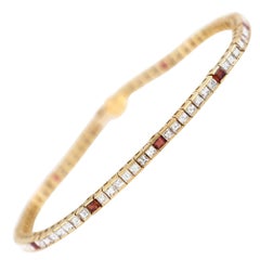 Channel Set Tennis Bracelet with Diamond and Ruby