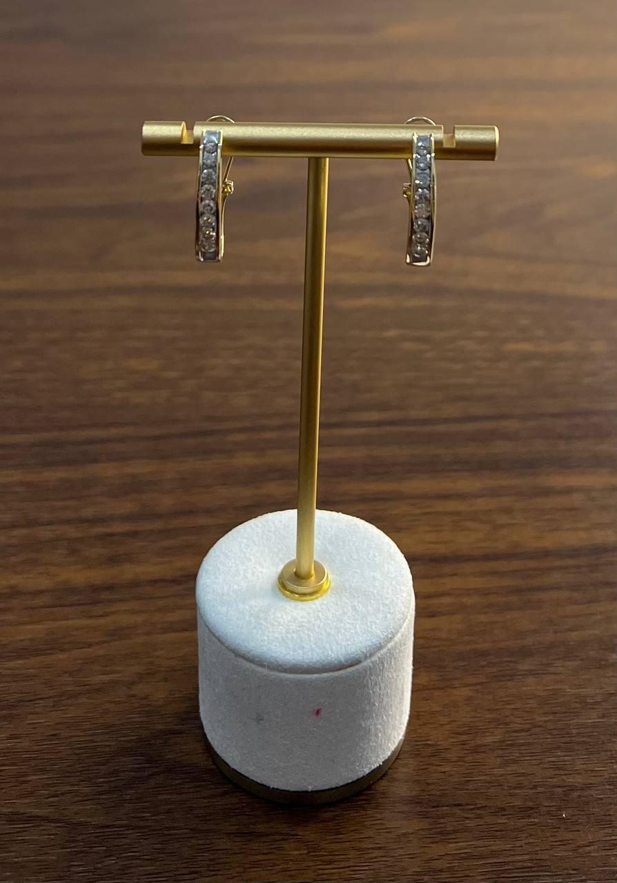 Channel Set White Diamonds 14K Yellow Gold Huggie Hoops Earrings For Sale 1