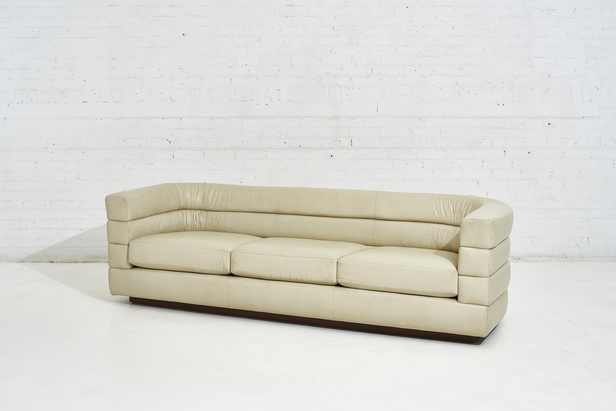 Modern Channel Stacked Leather Sofa by Interior Crafts, 1970’s