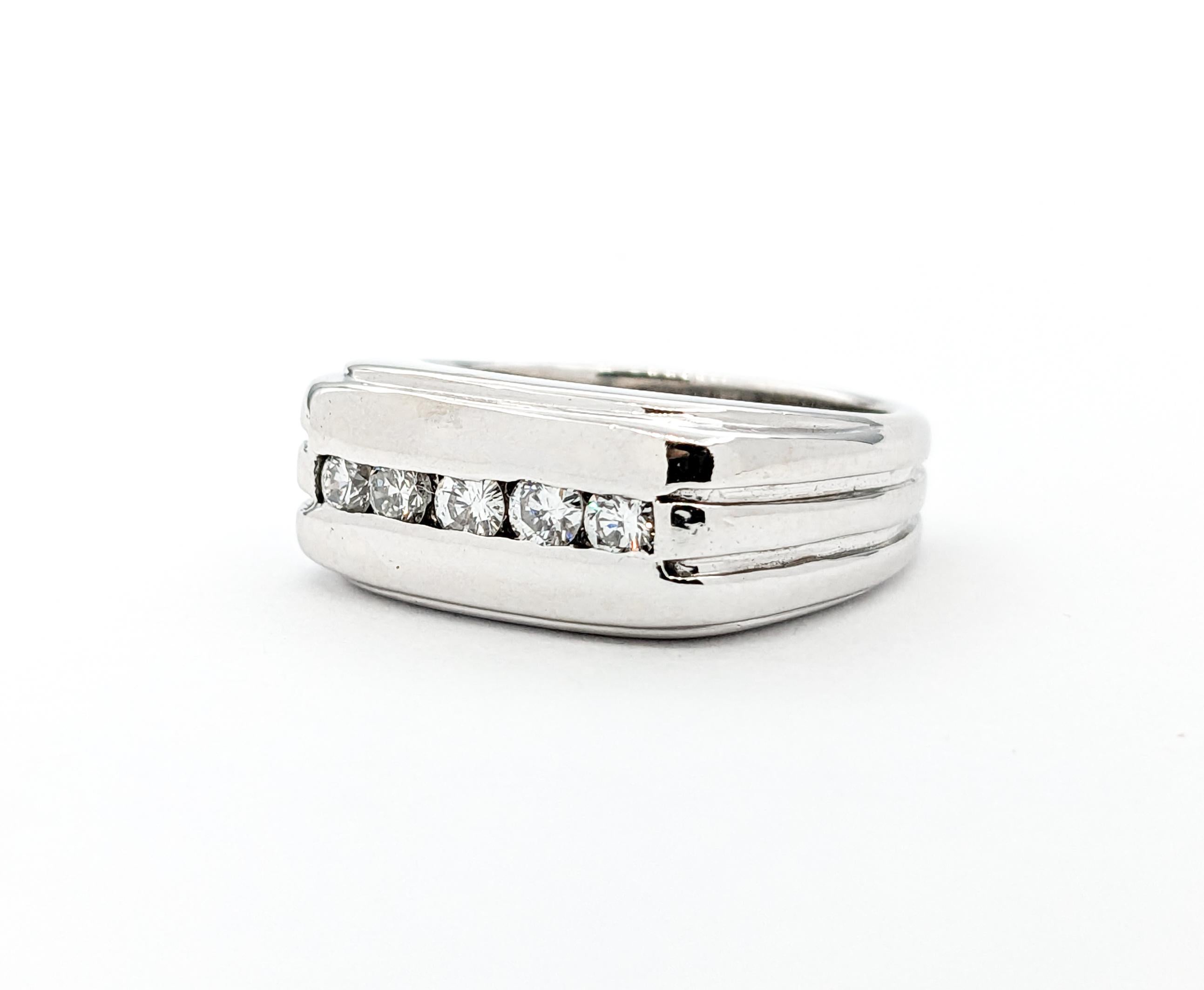 Contemporary Channel style Diamond Ring In White Gold For Sale