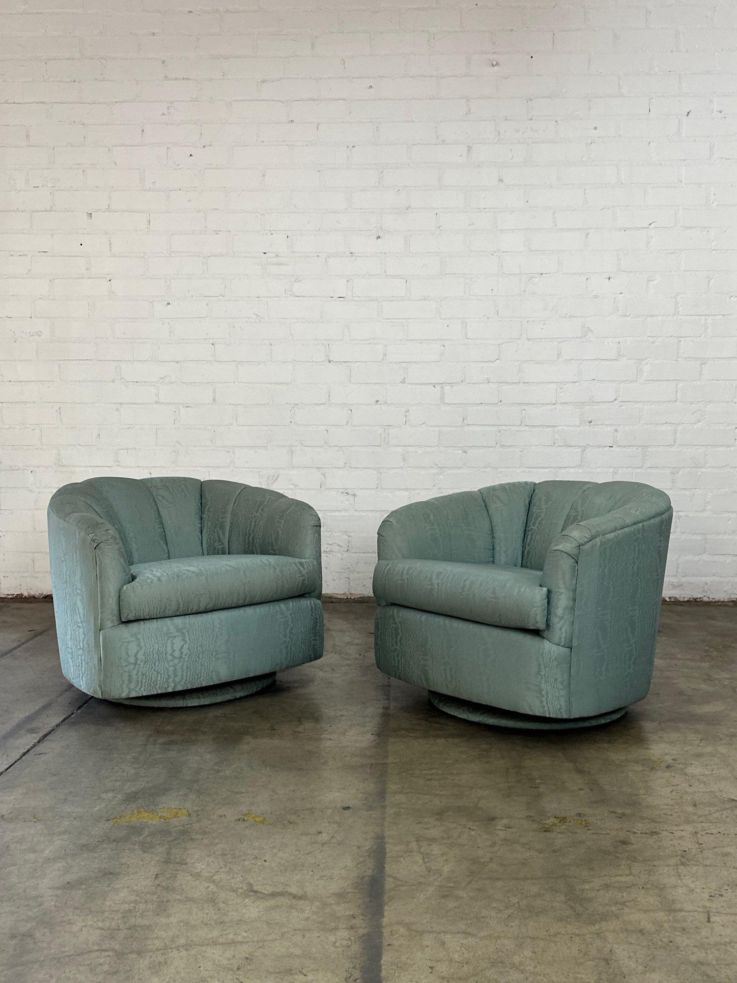Channel tufted barrel chair and ottoman- Set For Sale 8