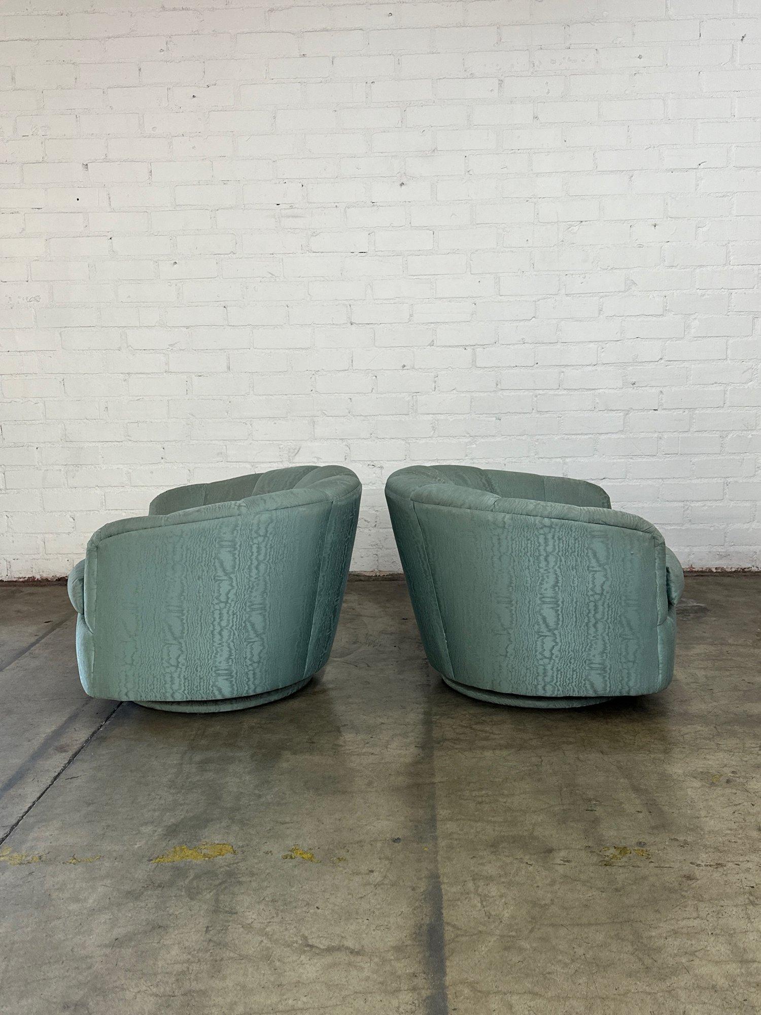 Late 20th Century Channel tufted barrel chair and ottoman- Set For Sale