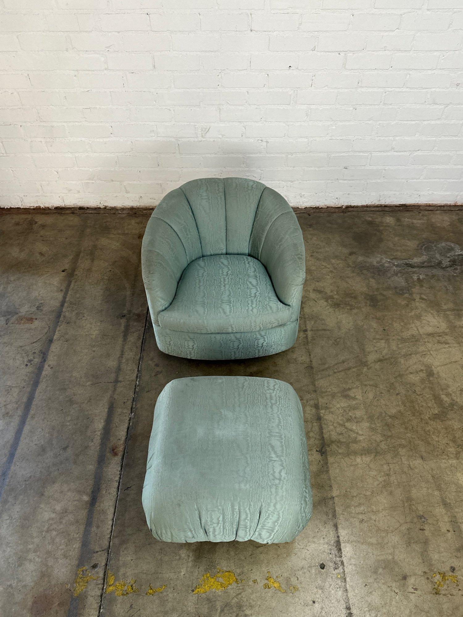 Channel tufted barrel chair and ottoman- Set For Sale 2