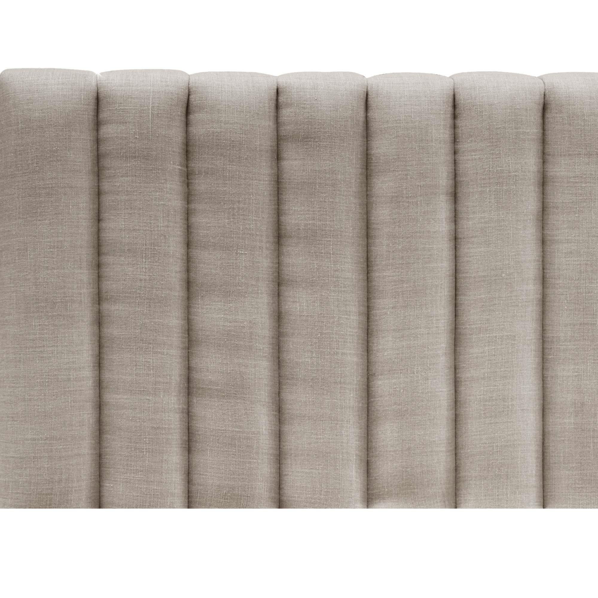 Mid-Century Modern Channel Tufted Linen Capitan Bed by Lawson-Fenning, Queen