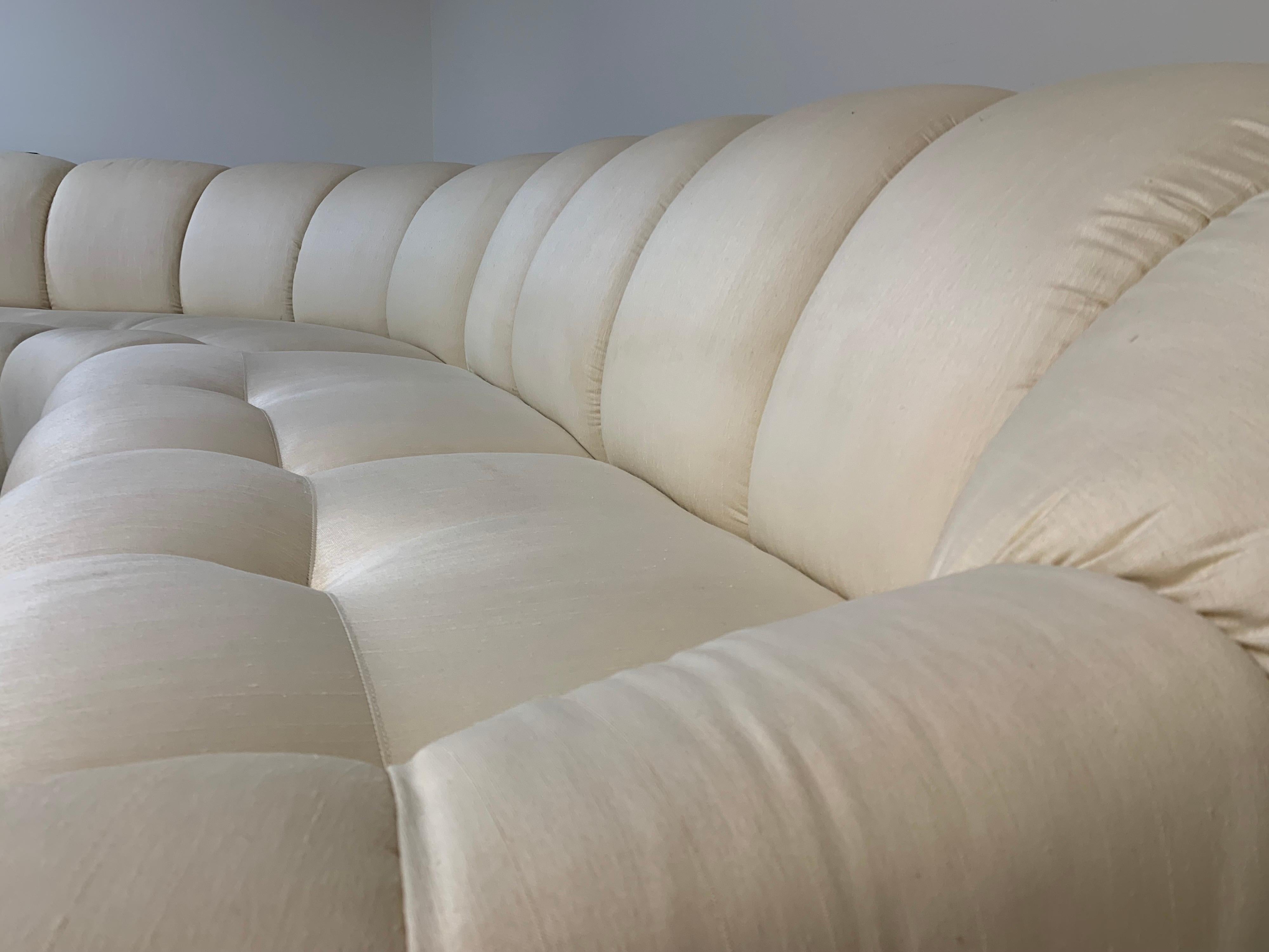 Late 20th Century Channel Tufted Sectional Sofa in the Manner of Steve Chase circa 1980