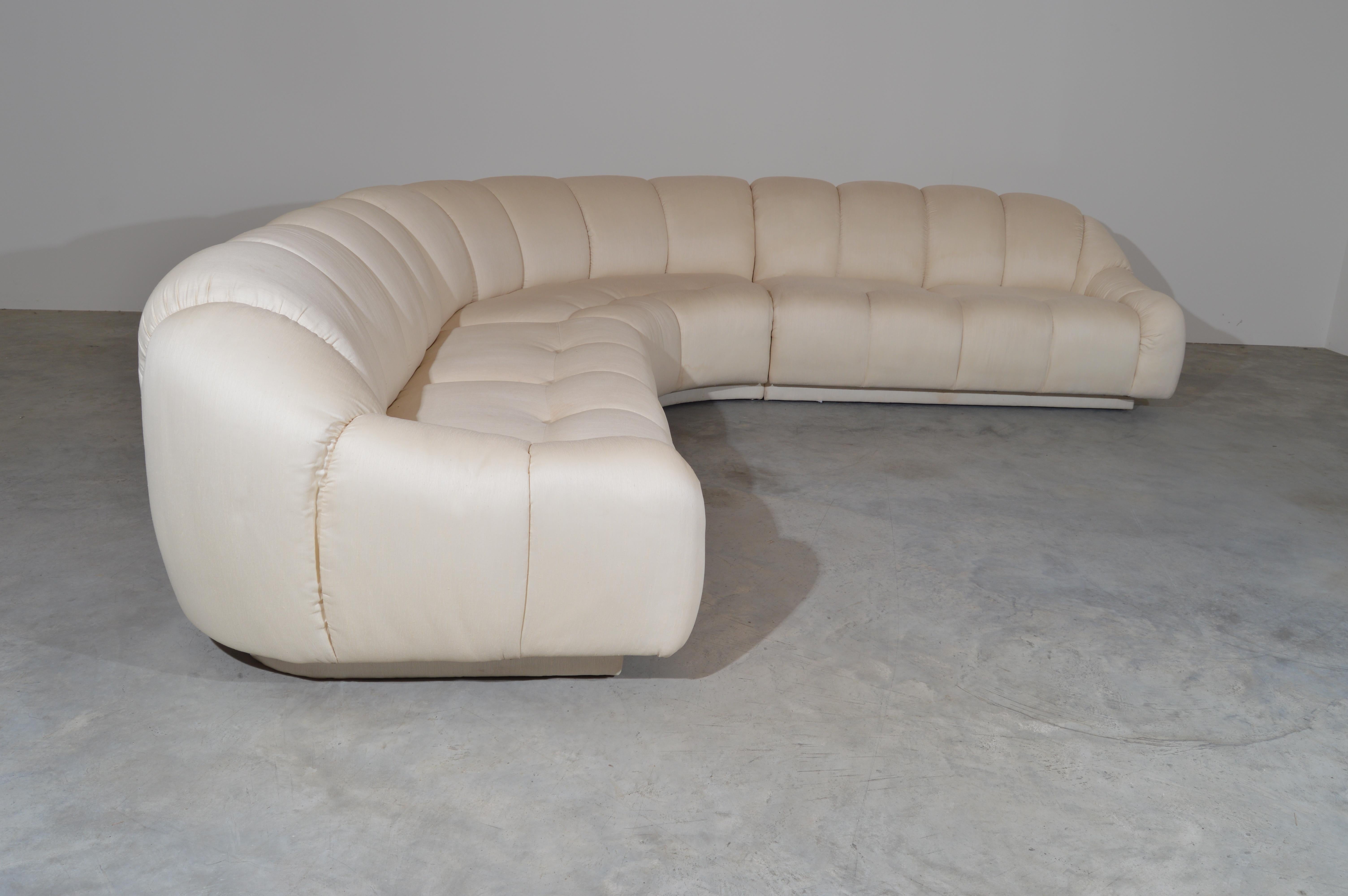 Channel Tufted Sectional Sofa in the Manner of Steve Chase circa 1980 1
