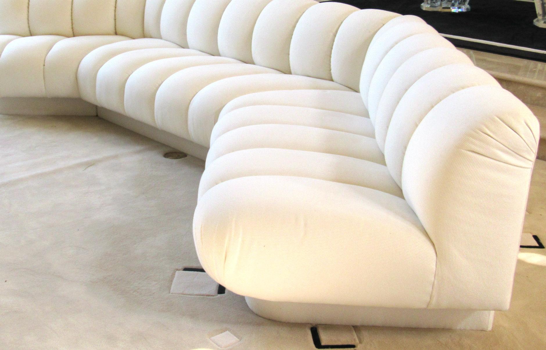 American Channel Tufted White Sofa by Steve Chase, 1980s