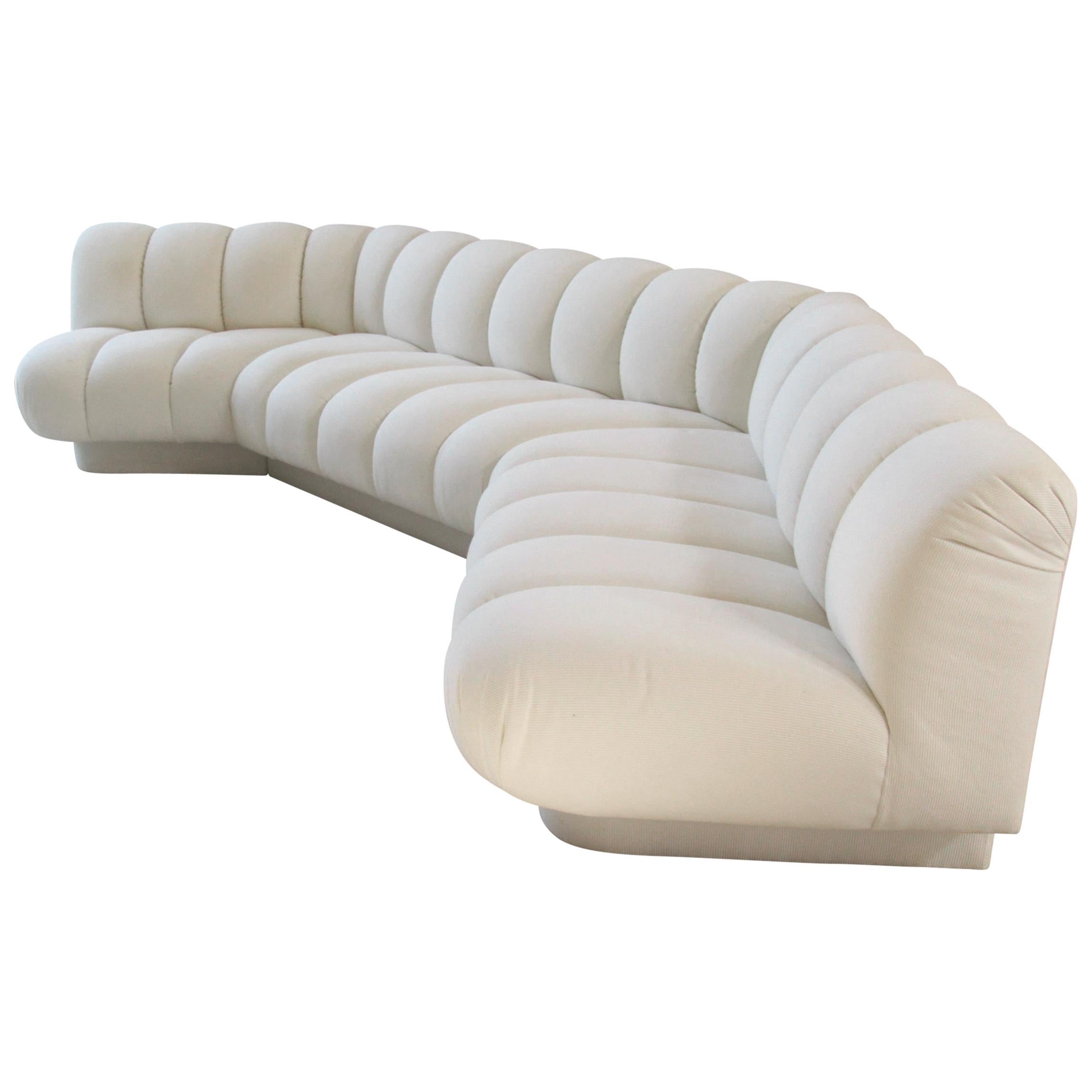 Channel Tufted White Sofa by Steve Chase, 1980s
