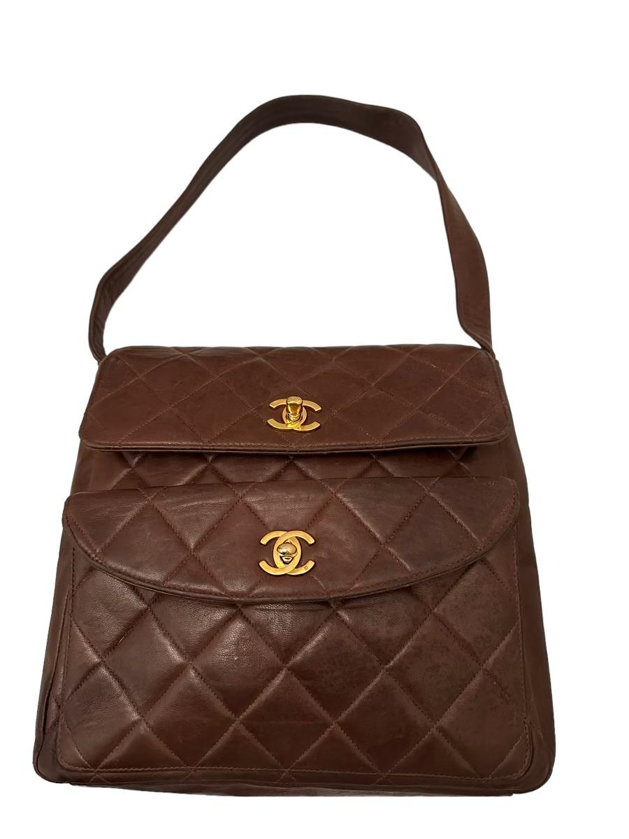 Chanel Vintage Brown Leather Handbag 1