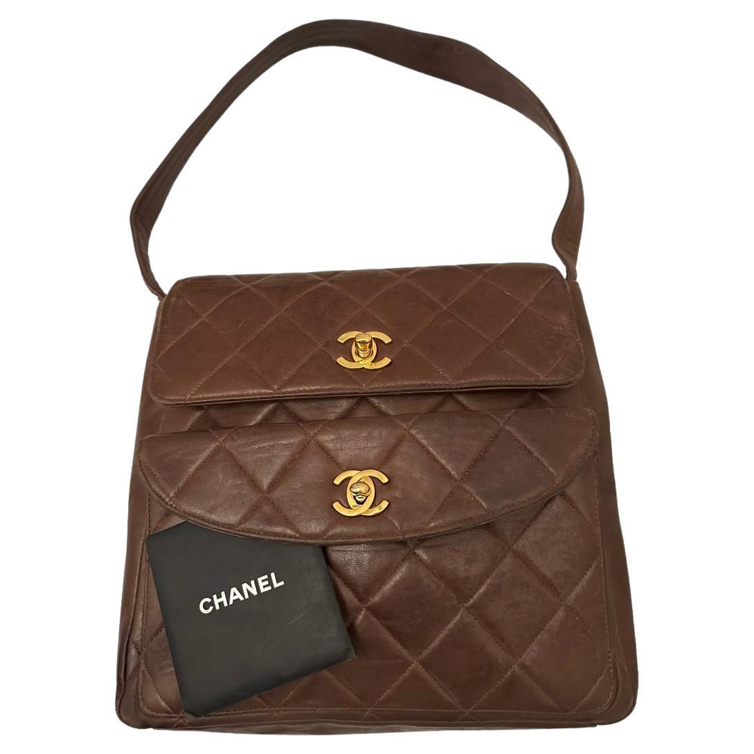 Chanel Vintage Brown Leather Handbag