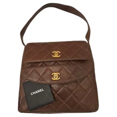 Channel Vintage Brown Leather Handbag