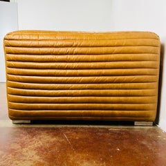 Channeled Caramel Leather Sofa
