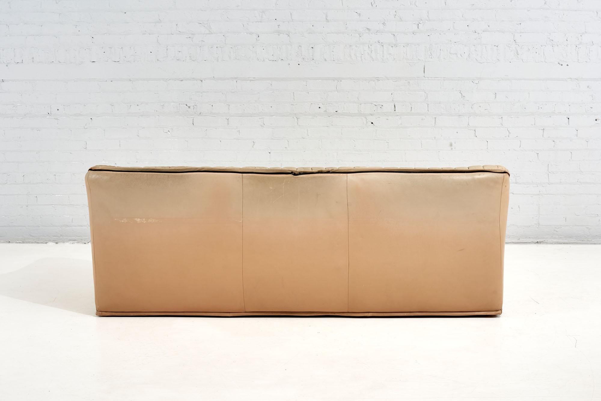 Channeled Leather Sofa, 1970 1