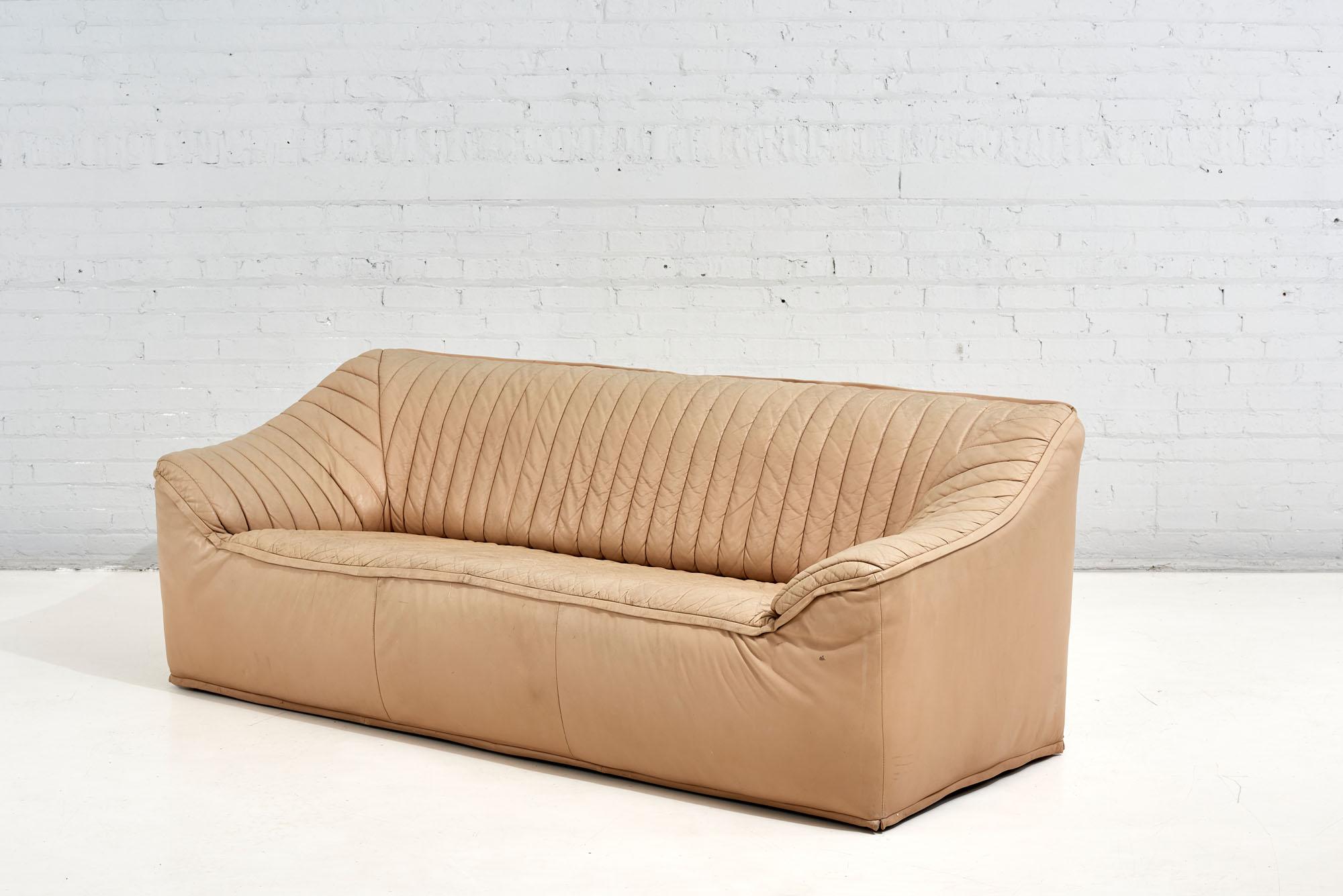 Channeled Leather Sofa, 1970 2