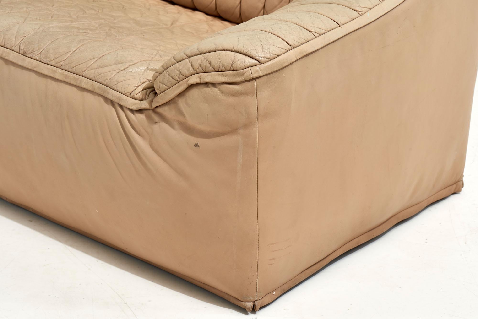 Channeled Leather Sofa, 1970 4