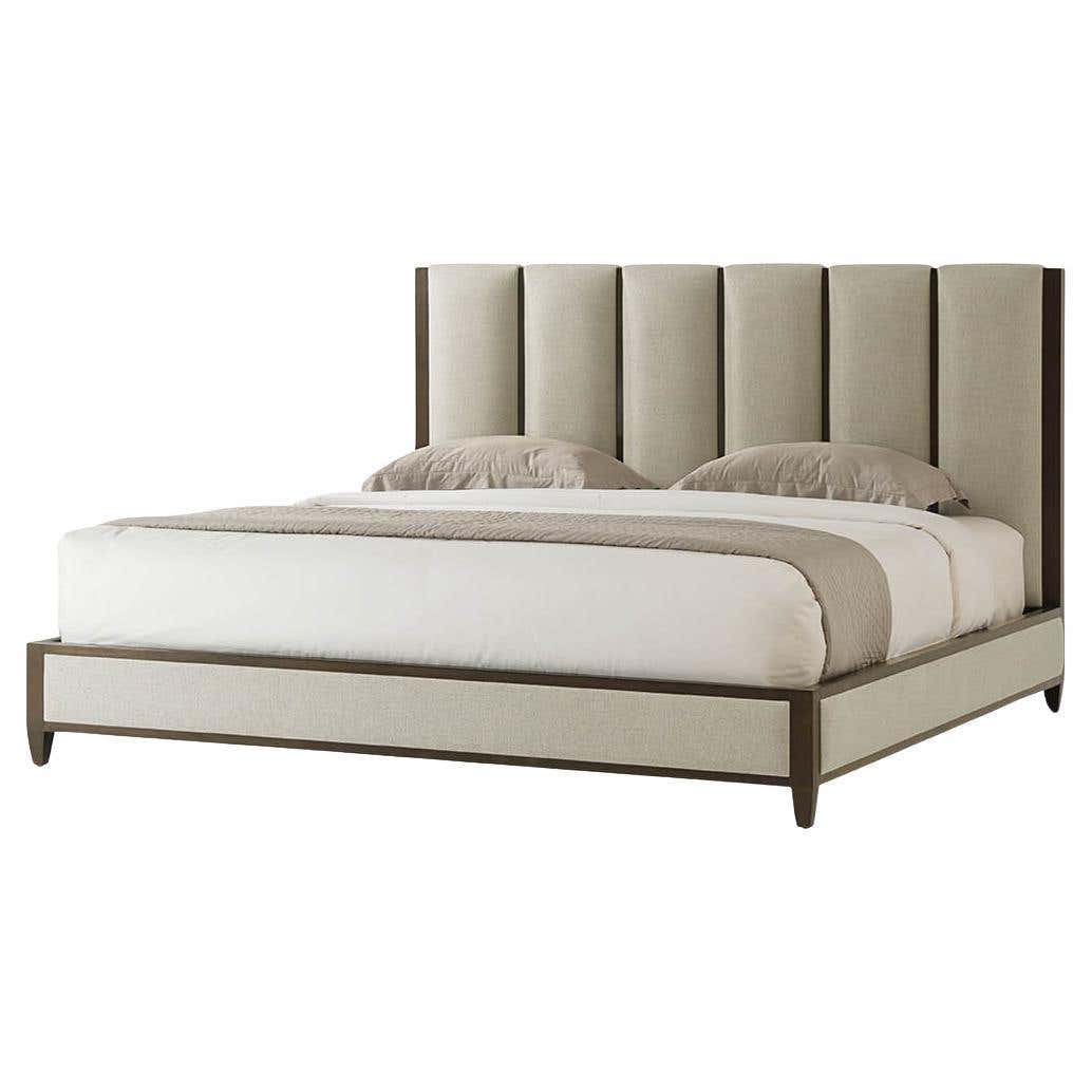 Channeled Mid Century California King Size Bed For Sale at 1stDibs