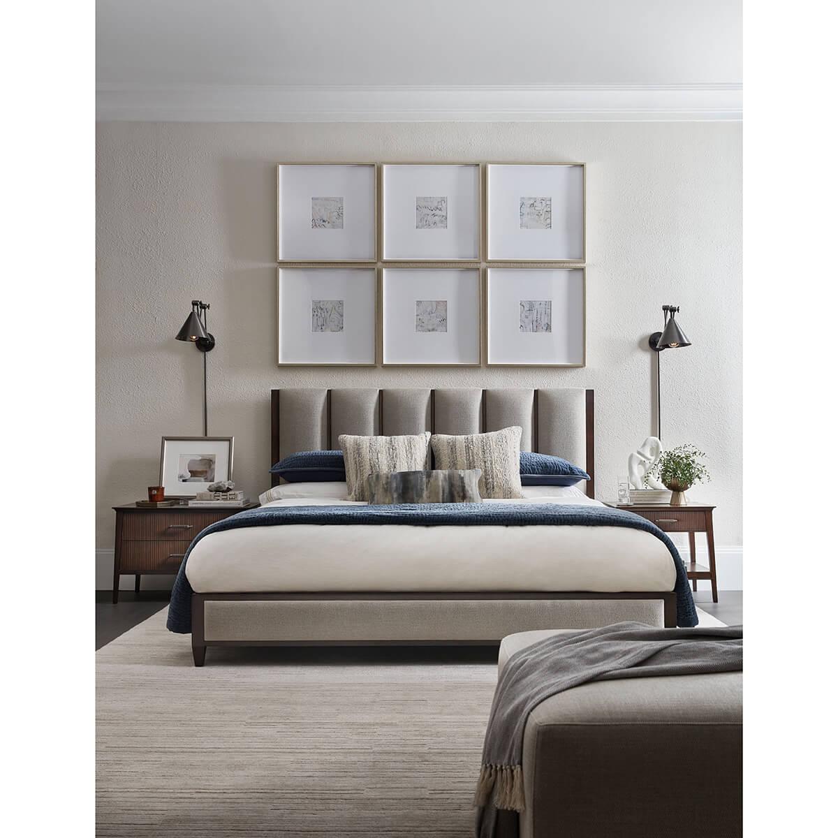 Contemporary Channeled Mid Century King Size Bed